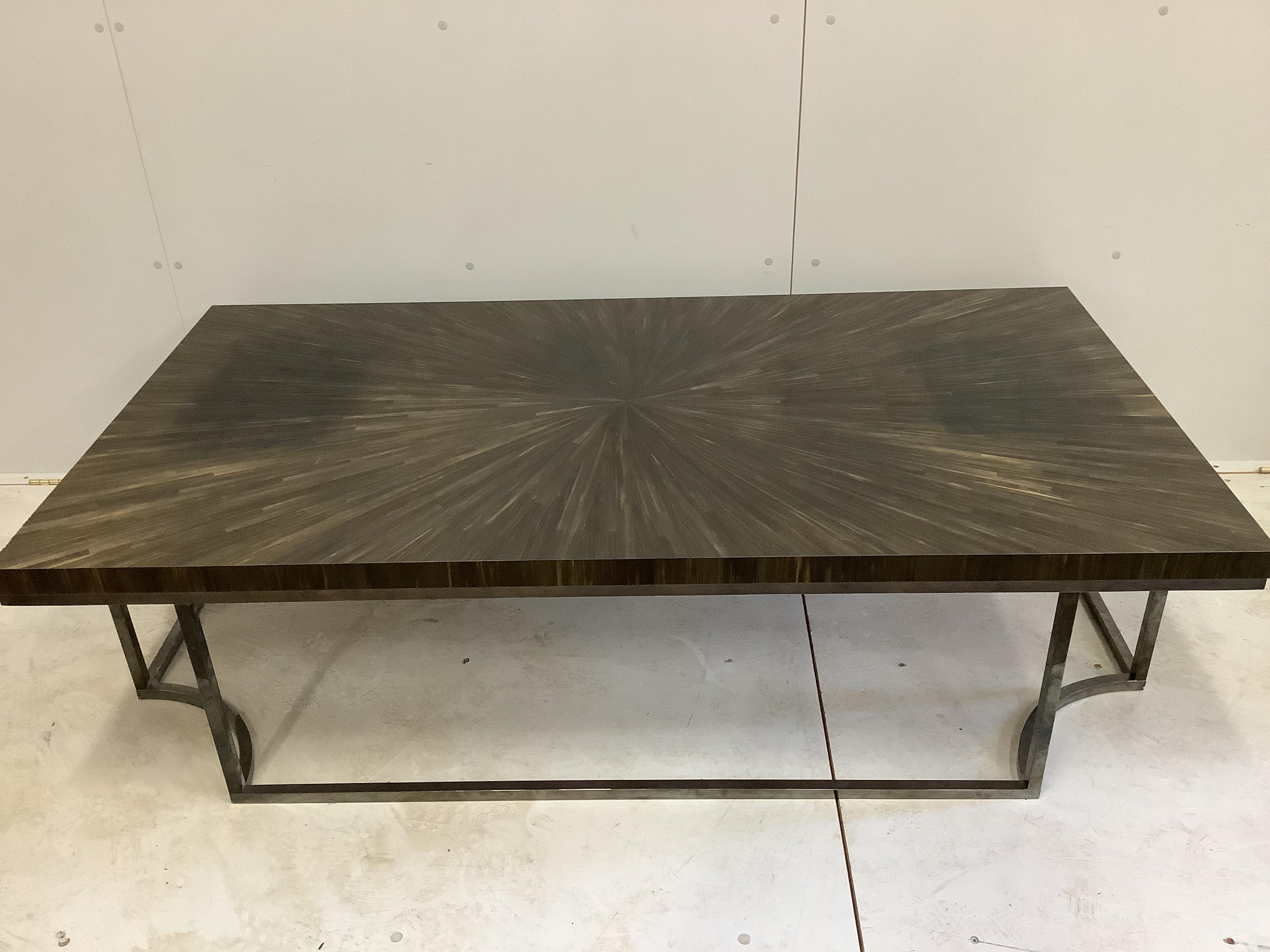 A custom made Louis Montrose (Dernier Hamlyn) coffee table with Archer & Smith marquetry top, width 160cm, depth 85cm, height 43cm